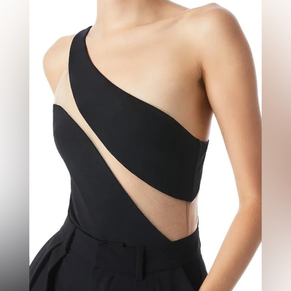 Alice + Olivia Black One-Shoulder Bodysuit